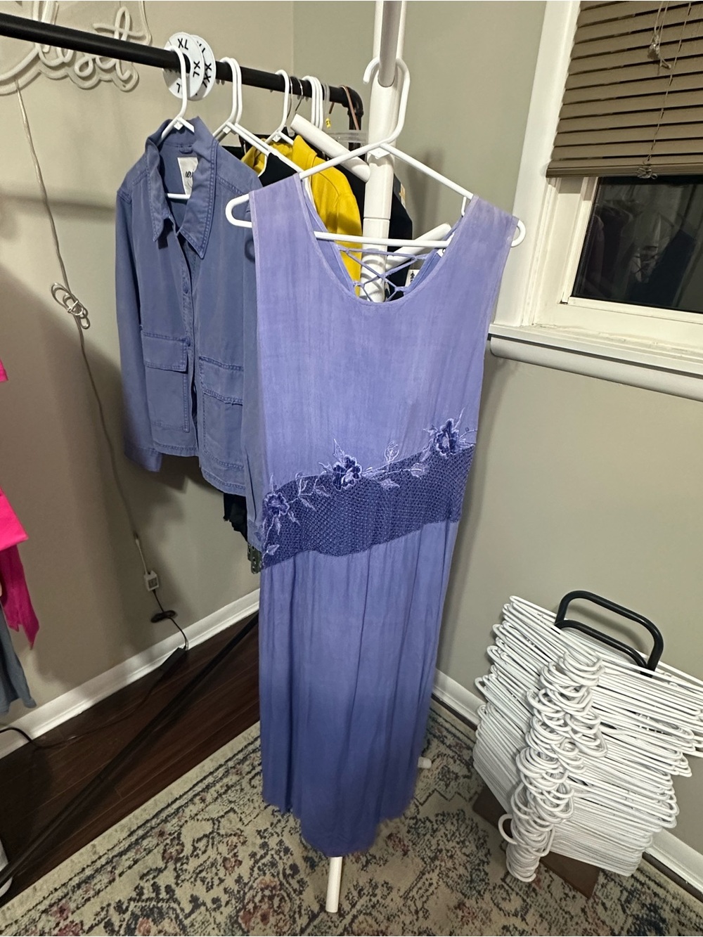 Vintage Lavender Sleeveless Maxi Dress with Lace-Up Back large